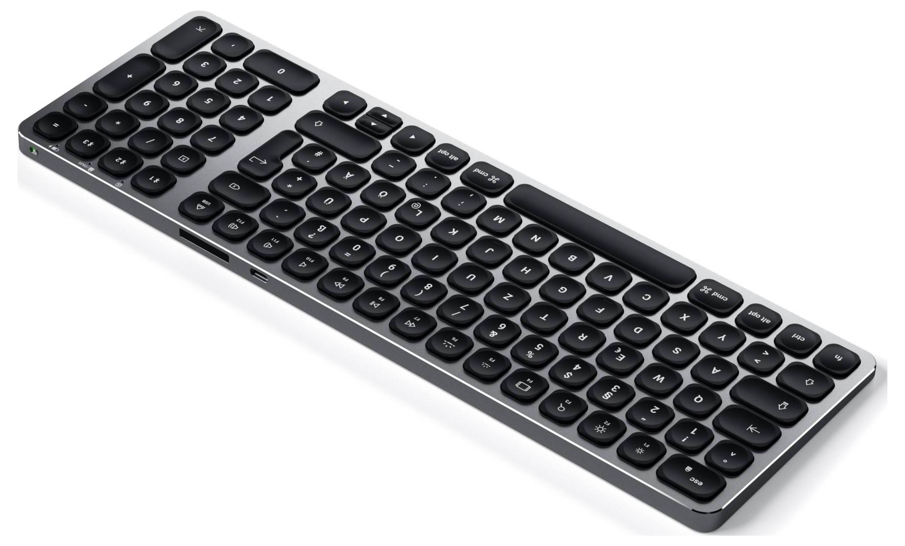 Satechi ST-ACBKM-DE Bluetooth® Tastatur Deutsch, QWERTZ Anthrazit mit numerischer Tastatur, Beleuchtet