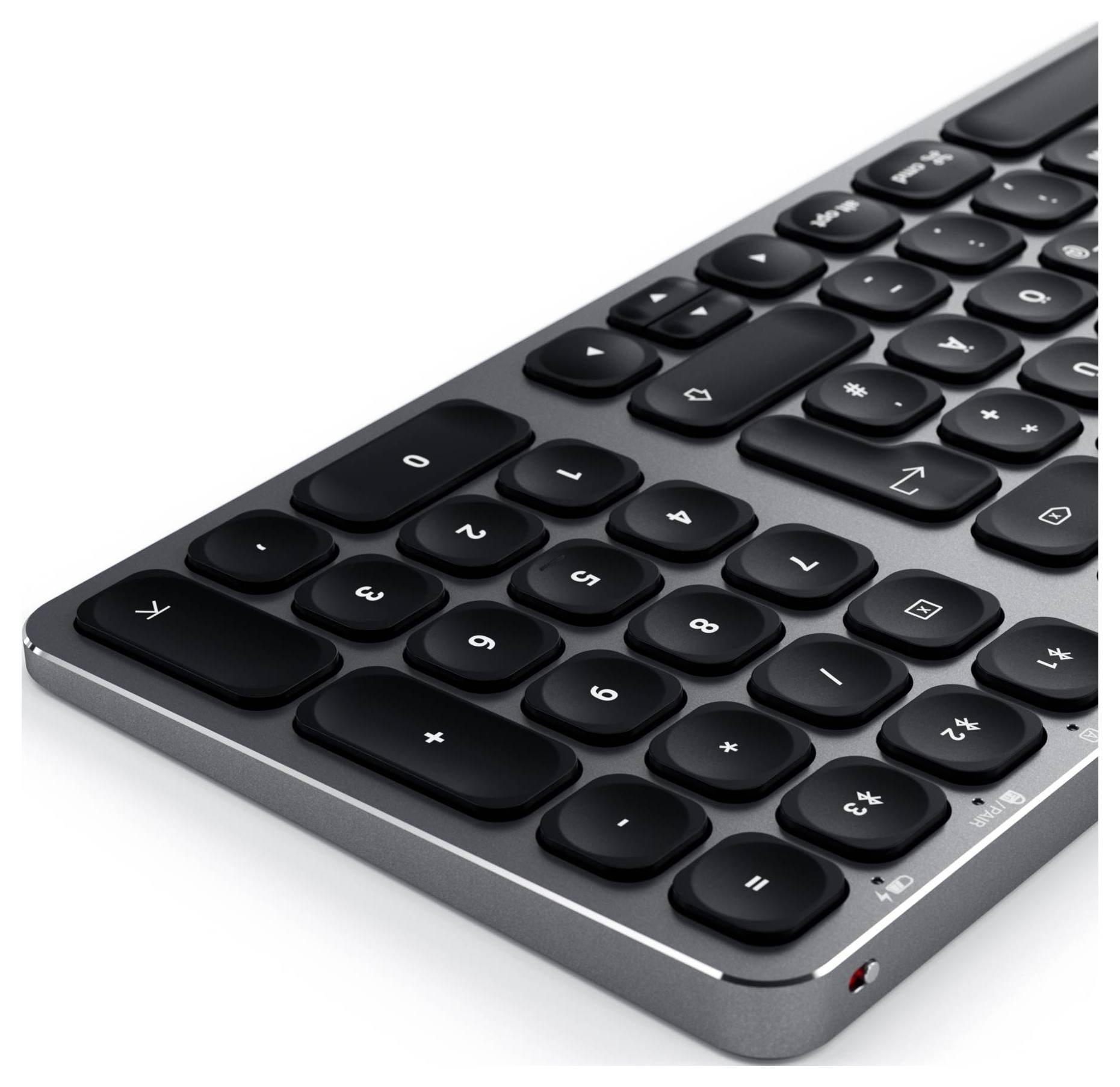 Satechi ST-ACBKM-DE Bluetooth® Tastatur Deutsch, QWERTZ Anthrazit mit numerischer Tastatur, Beleuchtet