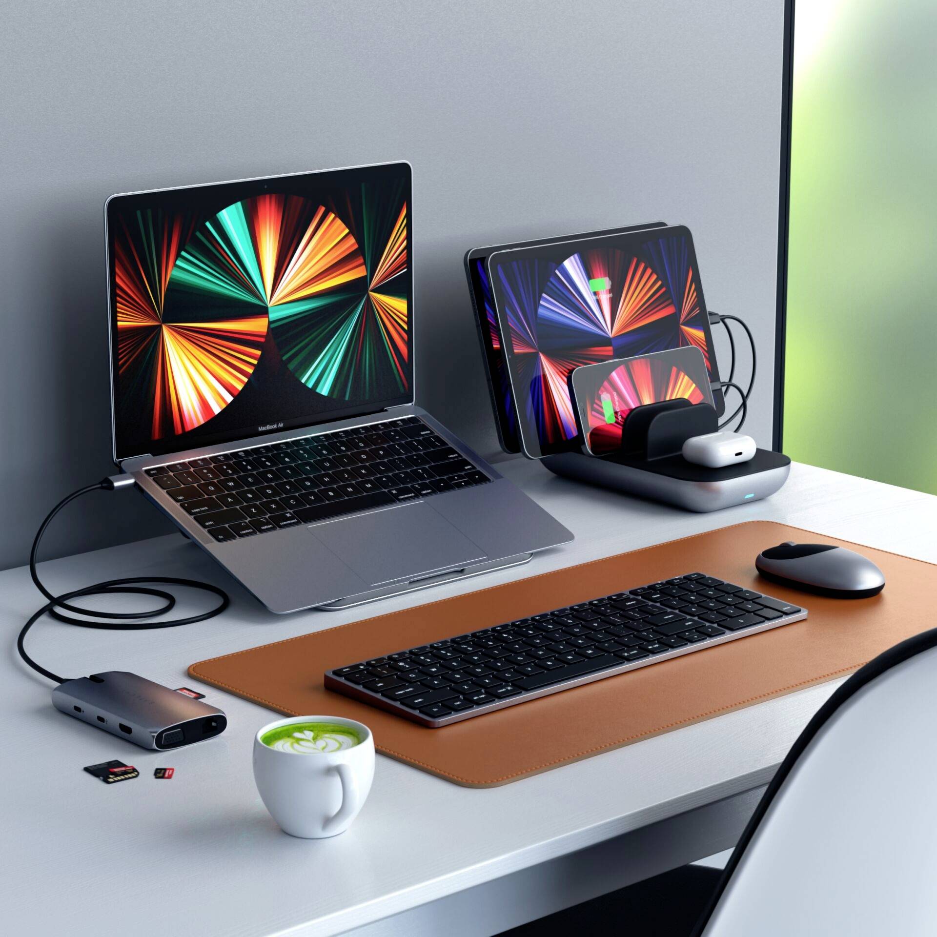 Satechi Slim X3 Bluetooth® Tastatur Schweiz, QWERTZ Anthrazit Multimediatasten, mit numerischer Tastatur, Beleuchtet