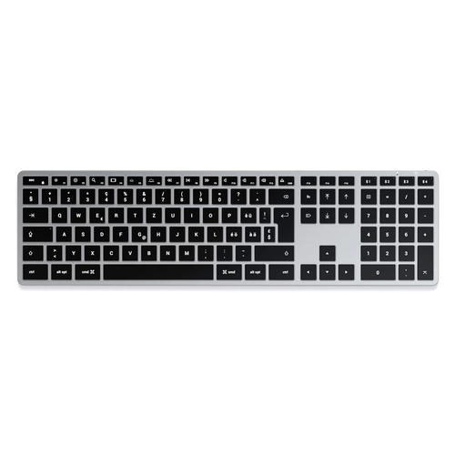 Satechi Slim X3 Bluetooth® Tastatur Schweiz, QWERTZ Anthrazit Multimediatasten, mit numerischer Tastatur, Beleuchtet Satechi Slim X3 Bluetooth® Tastatur Schweiz, QWERTZ Anthrazit Multimediatasten, mit numerischer Tastatur, Beleuchtet