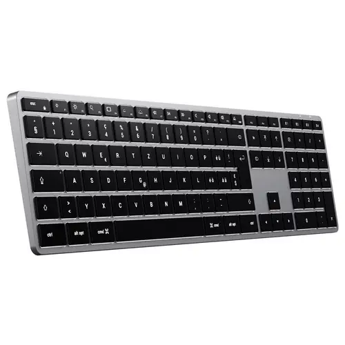 Satechi Slim X3 Bluetooth® Tastatur Schweiz, QWERTZ Anthrazit Multimediatasten, mit numerischer Tastatur, Beleuchtet Satechi Slim X3 Bluetooth® Tastatur Schweiz, QWERTZ Anthrazit Multimediatasten, mit numerischer Tastatur, Beleuchtet