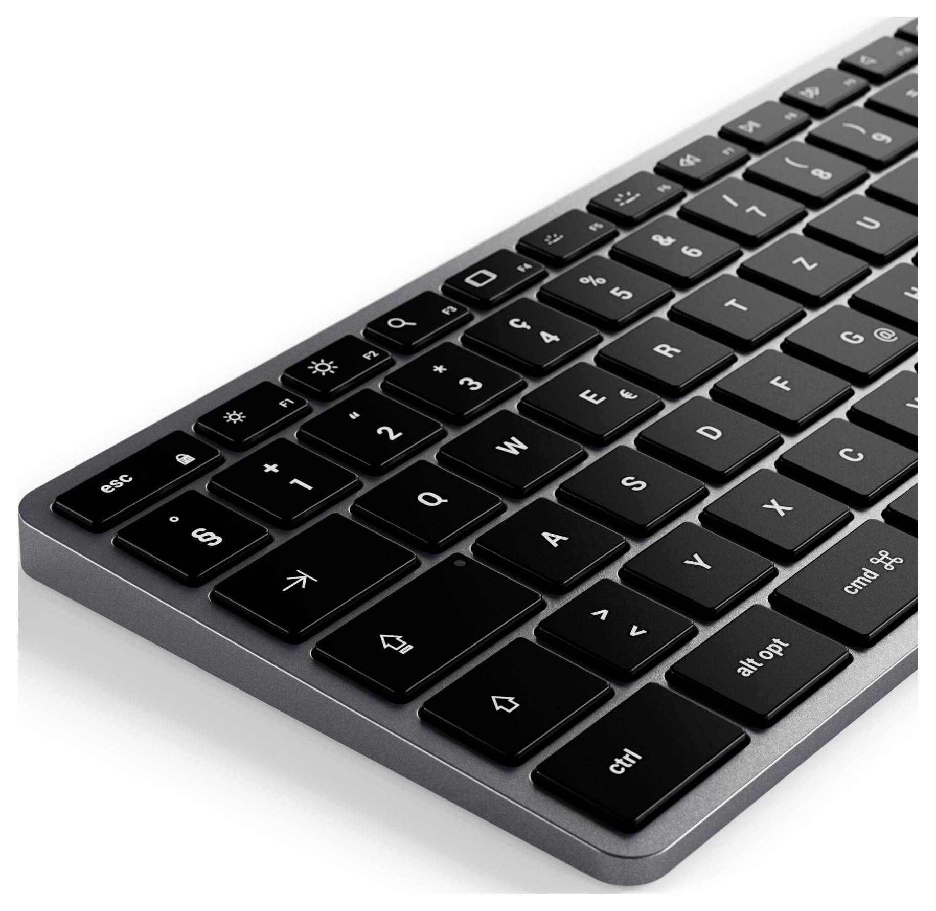 Satechi Slim X3 Bluetooth® Tastatur Schweiz, QWERTZ Anthrazit Multimediatasten, mit numerischer Tastatur, Beleuchtet