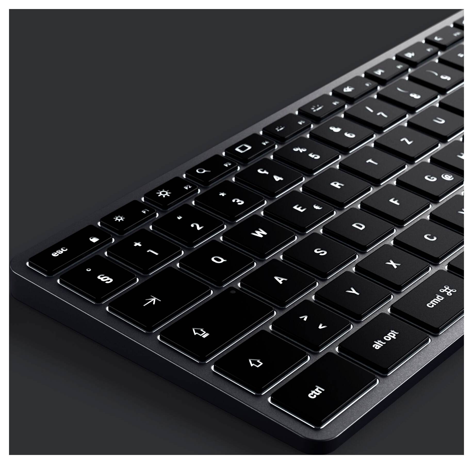Satechi Slim X3 Bluetooth® Tastatur Schweiz, QWERTZ Anthrazit Multimediatasten, mit numerischer Tastatur, Beleuchtet