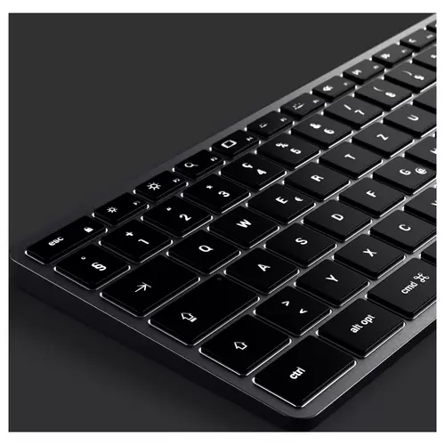 Satechi Slim X3 Bluetooth® Tastatur Schweiz, QWERTZ Anthrazit Multimediatasten, mit numerischer Tastatur, Beleuchtet Satechi Slim X3 Bluetooth® Tastatur Schweiz, QWERTZ Anthrazit Multimediatasten, mit numerischer Tastatur, Beleuchtet