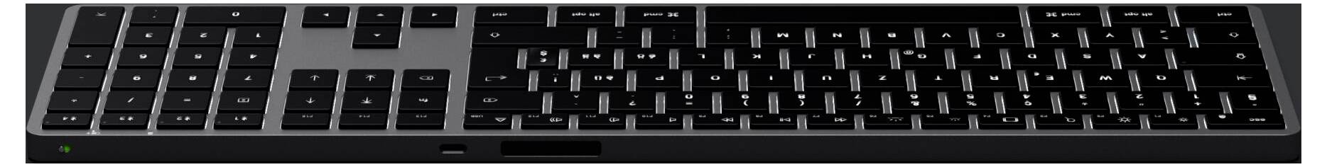 Satechi Slim X3 Bluetooth® Tastatur Schweiz, QWERTZ Anthrazit Multimediatasten, mit numerischer Tastatur, Beleuchtet