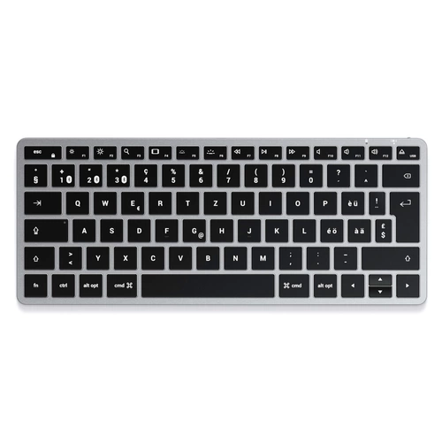 Satechi Slim X1 Bluetooth® Tastatur Schweiz, QWERTZ Anthrazit Multimediatasten, Beleuchtet Satechi Slim X1 Bluetooth® Tastatur Schweiz, QWERTZ Anthrazit Multimediatasten, Beleuchtet