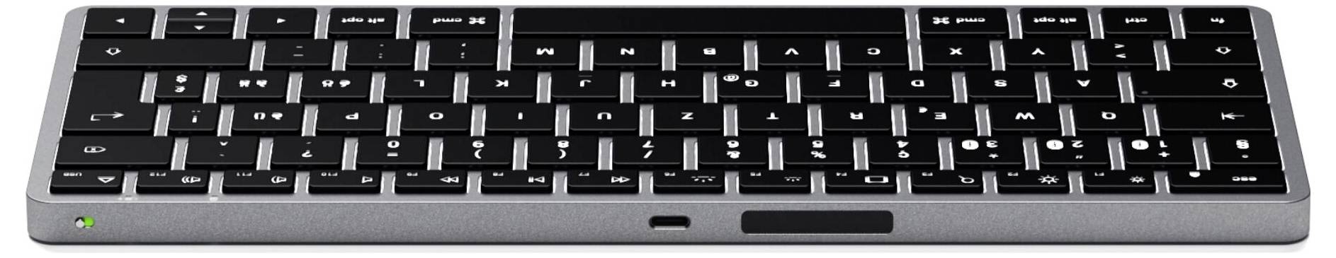 Satechi Slim X1 Bluetooth® Tastatur Schweiz, QWERTZ Anthrazit Multimediatasten, Beleuchtet