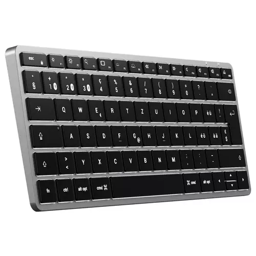 Satechi Slim X1 Bluetooth® Tastatur Schweiz, QWERTZ Anthrazit Multimediatasten, Beleuchtet Satechi Slim X1 Bluetooth® Tastatur Schweiz, QWERTZ Anthrazit Multimediatasten, Beleuchtet