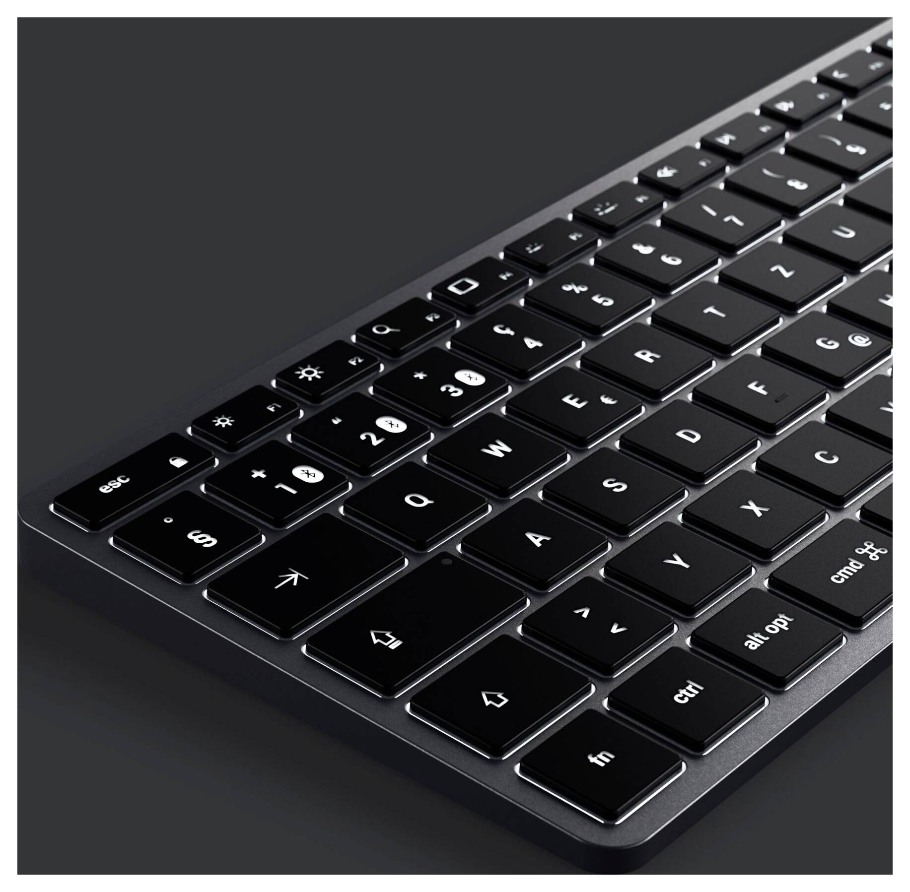 Satechi Slim X1 Bluetooth® Tastatur Schweiz, QWERTZ Anthrazit Multimediatasten, Beleuchtet