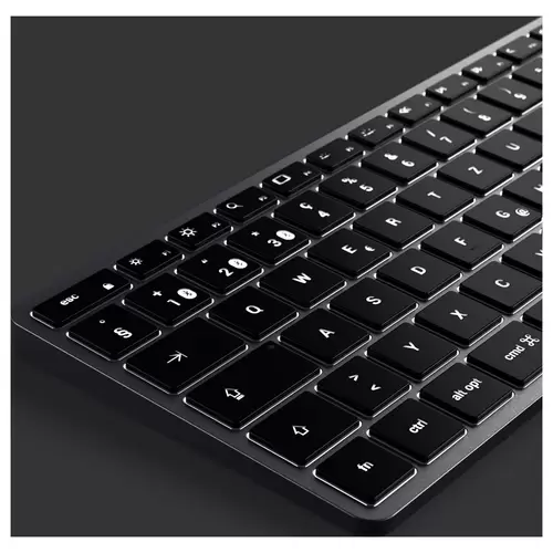 Satechi Slim X1 Bluetooth® Tastatur Schweiz, QWERTZ Anthrazit Multimediatasten, Beleuchtet Satechi Slim X1 Bluetooth® Tastatur Schweiz, QWERTZ Anthrazit Multimediatasten, Beleuchtet