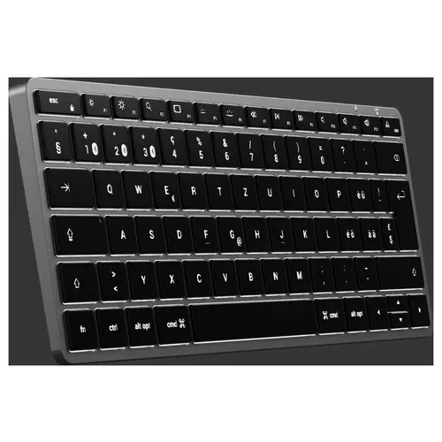 Satechi Slim X1 Bluetooth® Tastatur Schweiz, QWERTZ Anthrazit Multimediatasten, Beleuchtet Satechi Slim X1 Bluetooth® Tastatur Schweiz, QWERTZ Anthrazit Multimediatasten, Beleuchtet