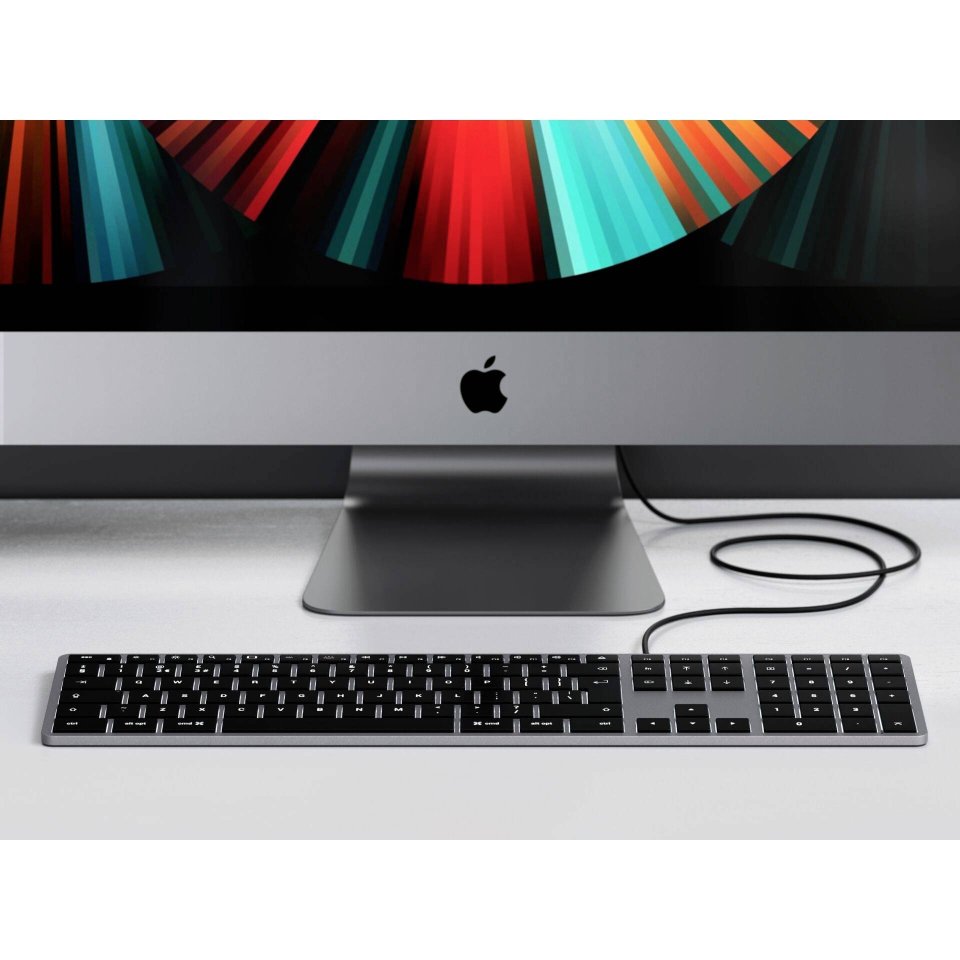 Satechi Slim W3 Kabelgebunden Tastatur Schweiz, QWERTZ Anthrazit Multimediatasten, mit numerischer Tastatur, Beleuchtet