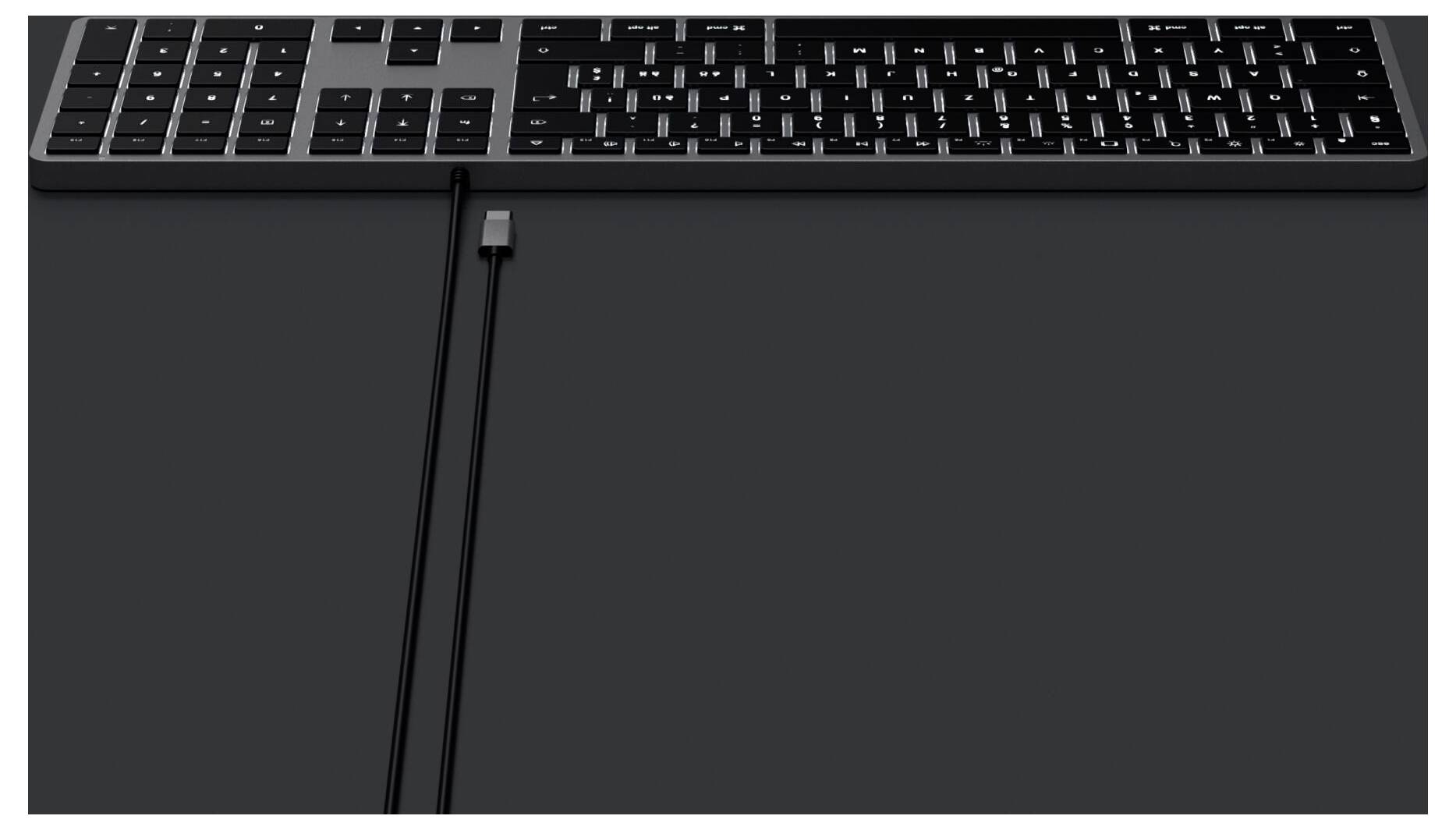 Satechi Slim W3 Kabelgebunden Tastatur Schweiz, QWERTZ Anthrazit Multimediatasten, mit numerischer Tastatur, Beleuchtet