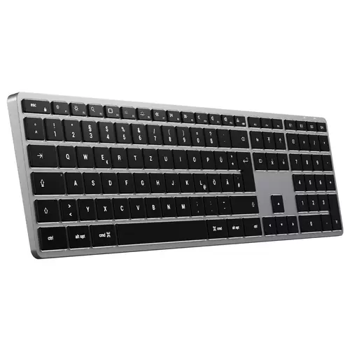 Satechi Slim X3 Bluetooth® Tastatur Deutsch, QWERTZ Anthrazit Multimediatasten, mit numerischer Tastatur, Beleuchtet Satechi Slim X3 Bluetooth® Tastatur Deutsch, QWERTZ Anthrazit Multimediatasten, mit numerischer Tastatur, Beleuchtet