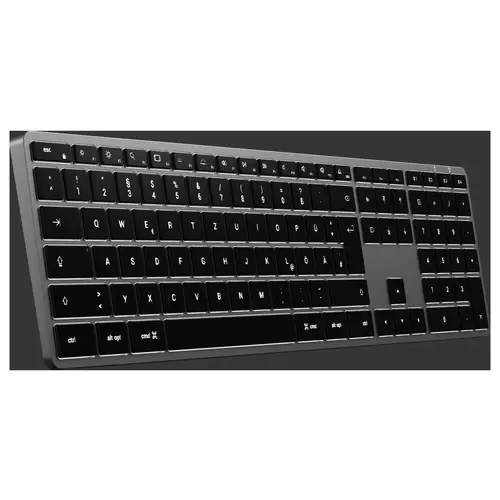 Satechi Slim X3 Bluetooth® Tastatur Deutsch, QWERTZ Anthrazit Multimediatasten, mit numerischer Tastatur, Beleuchtet Satechi Slim X3 Bluetooth® Tastatur Deutsch, QWERTZ Anthrazit Multimediatasten, mit numerischer Tastatur, Beleuchtet