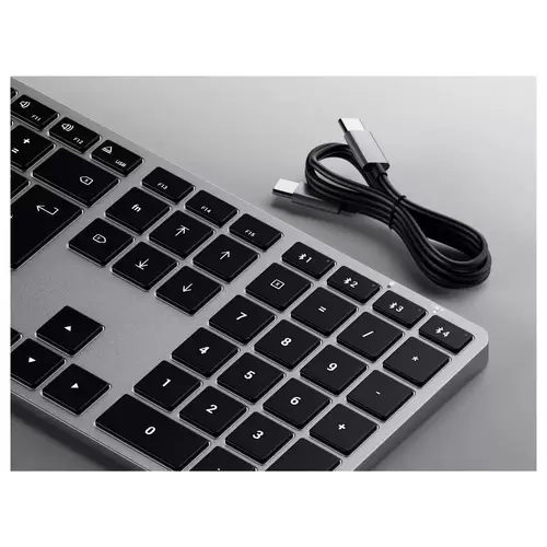Satechi Slim X3 Bluetooth® Tastatur Deutsch, QWERTZ Anthrazit Multimediatasten, mit numerischer Tastatur, Beleuchtet Satechi Slim X3 Bluetooth® Tastatur Deutsch, QWERTZ Anthrazit Multimediatasten, mit numerischer Tastatur, Beleuchtet