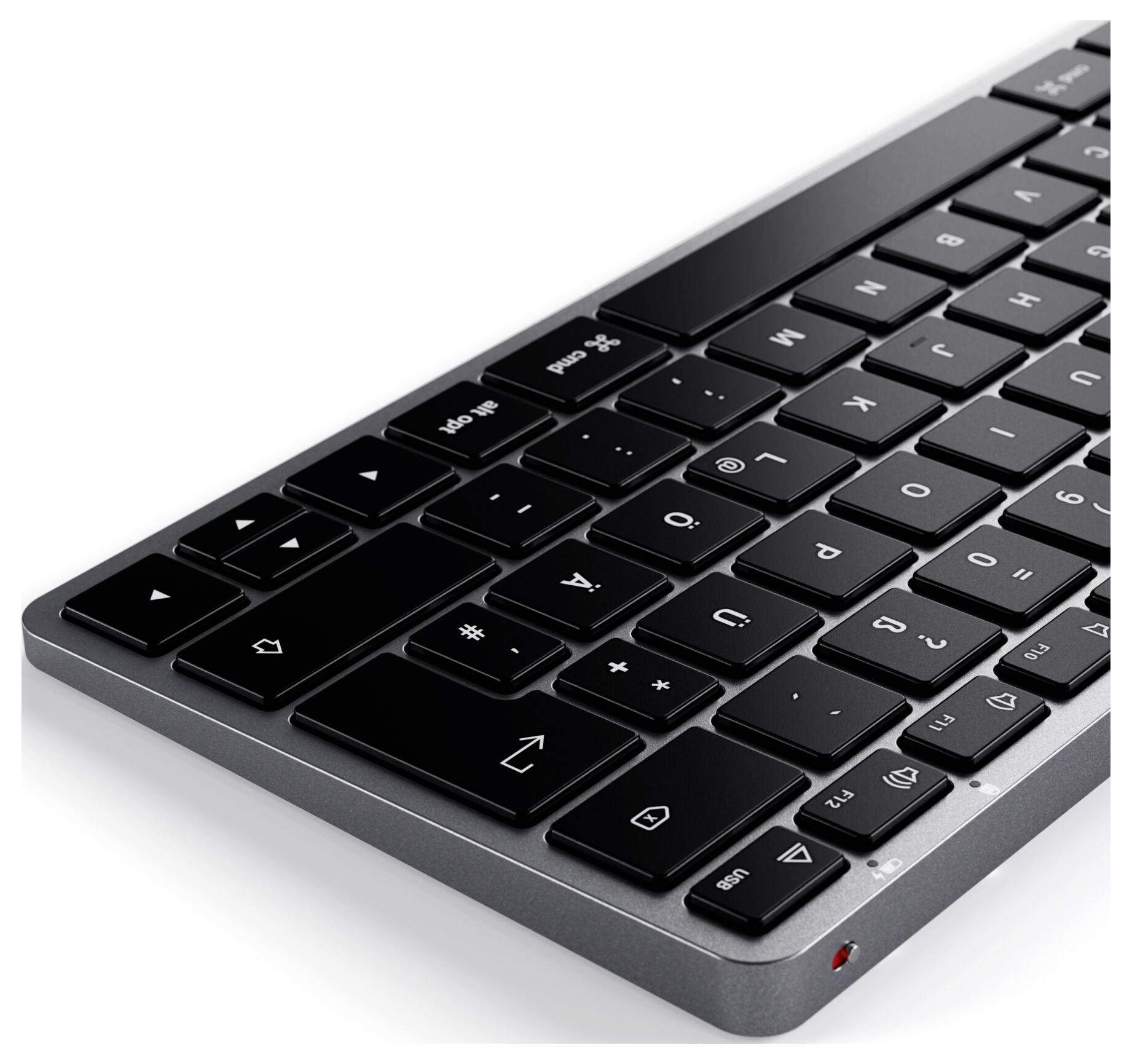 Satechi Slim X1 Mini Bluetooth® Tastatur Deutsch, QWERTZ Anthrazit Multimediatasten, Beleuchtet