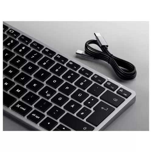 Satechi Slim X1 Mini Bluetooth® Tastatur Deutsch, QWERTZ Anthrazit Multimediatasten, Beleuchtet Satechi Slim X1 Mini Bluetooth® Tastatur Deutsch, QWERTZ Anthrazit Multimediatasten, Beleuchtet
