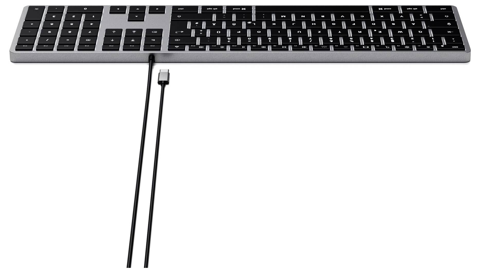 Satechi Slim W3 Kabelgebunden Tastatur Deutsch, QWERTZ Anthrazit Multimediatasten, mit numerischer Tastatur, Beleuchtet