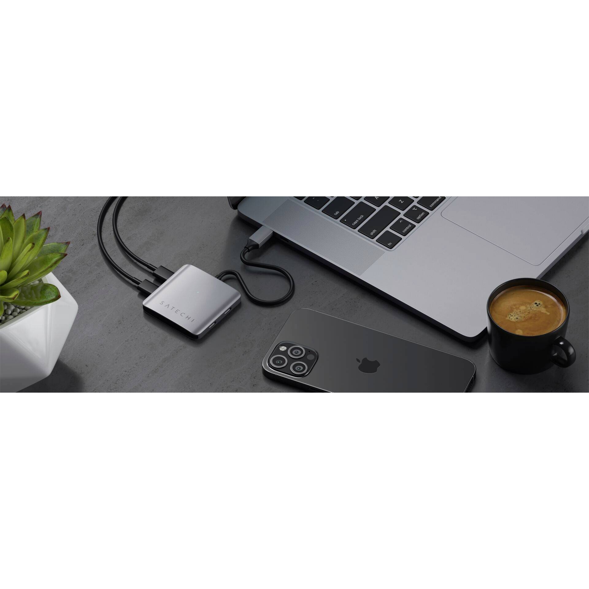 Satechi ST-UC4PHM 4 Port USB-Kombi-Hub Spacegrau