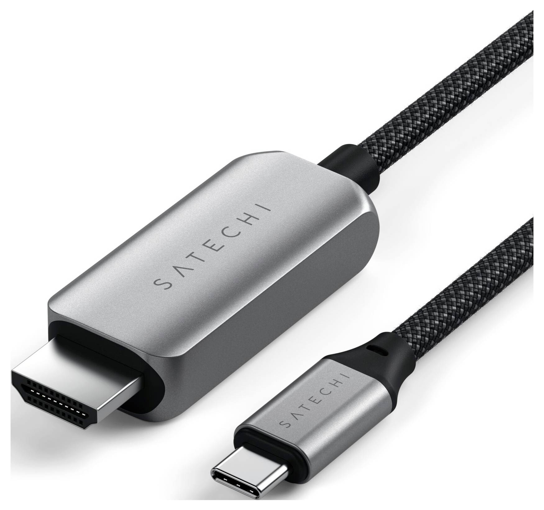 Satechi USB-C® / HDMI Anschlusskabel HDMI-A Stecker, USB-C® Stecker 1.96m Grau, Schwarz ST-YH8KCM 8K UHD USB-C®-Displaykabel