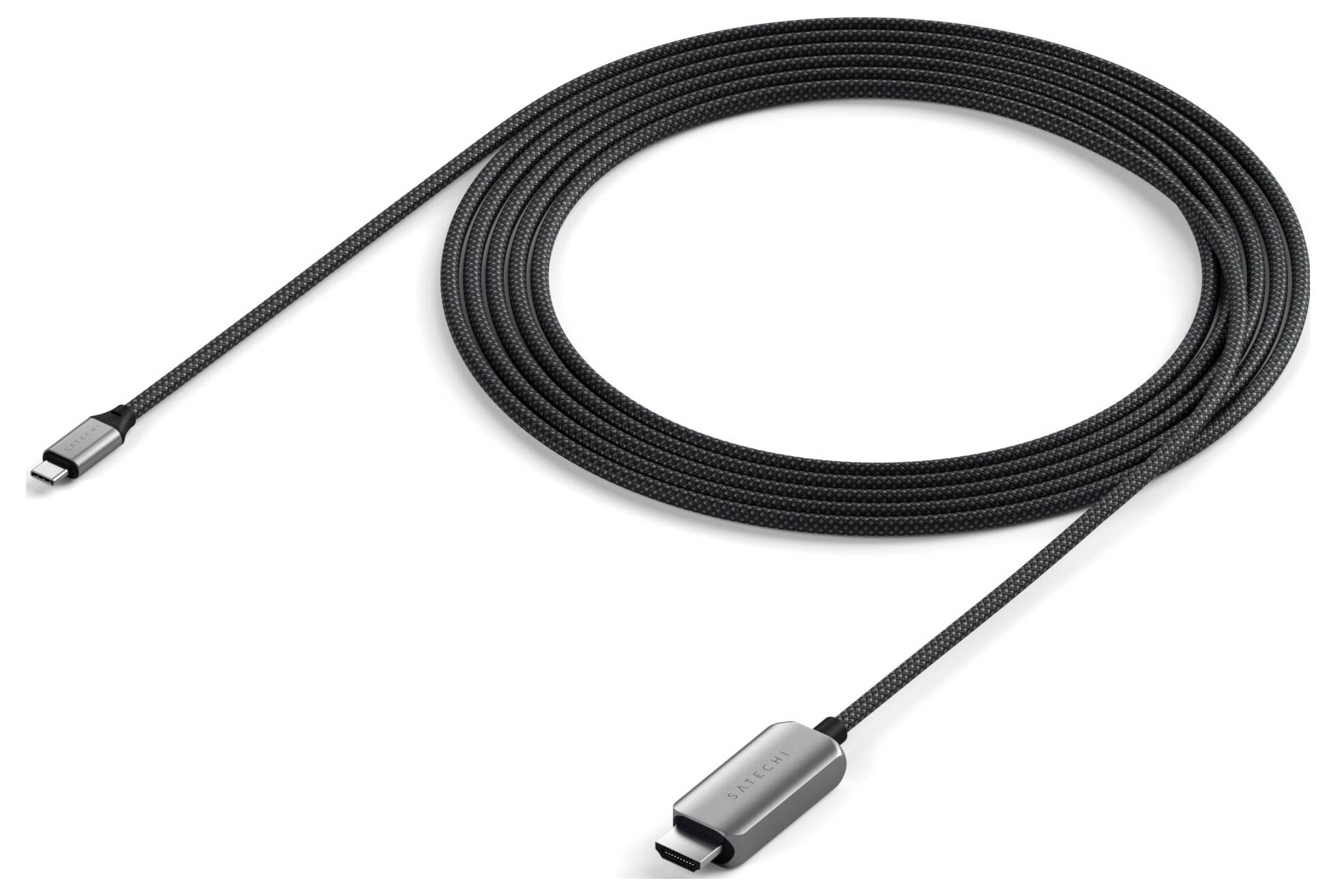 Satechi USB-C® / HDMI Anschlusskabel HDMI-A Stecker, USB-C® Stecker 1.96m Grau, Schwarz ST-YH8KCM 8K UHD USB-C®-Displaykabel