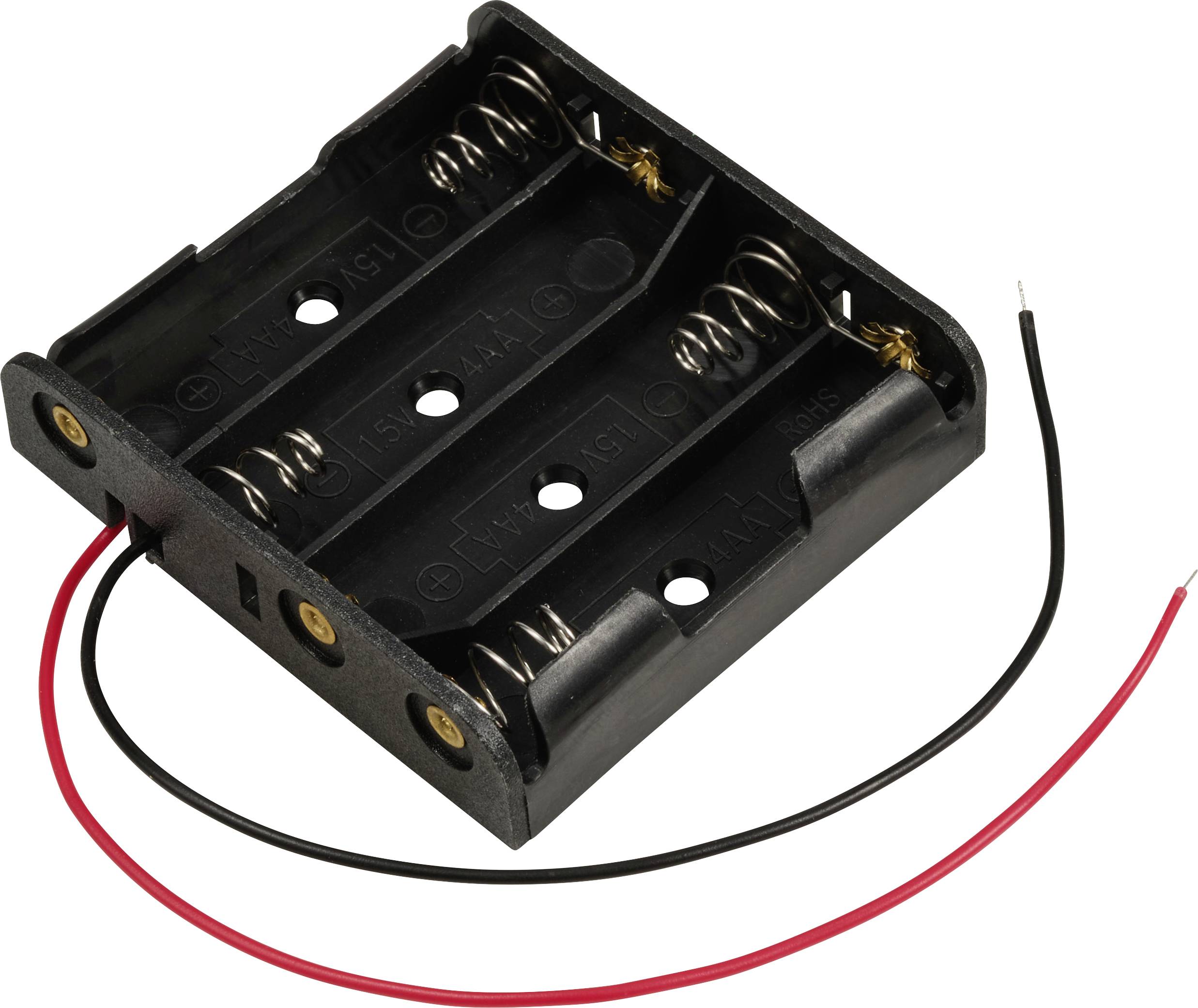 TRU COMPONENTS TC-13220632 Batteriehalter 4x Mignon (AA) Kabel (L x B x H) 61.5 x 57 x 14.6mm