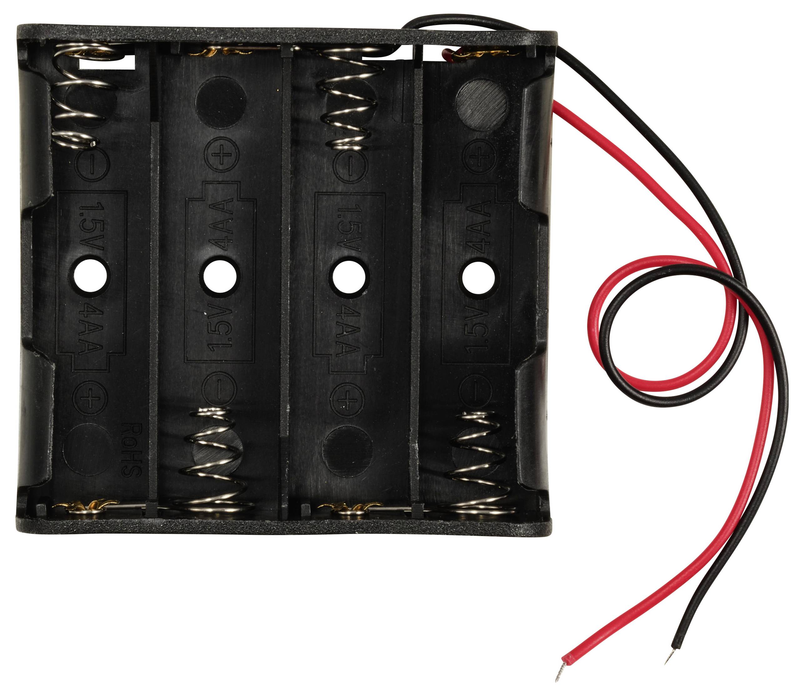 TRU COMPONENTS TC-13220632 Batteriehalter 4x Mignon (AA) Kabel (L x B x H) 61.5 x 57 x 14.6mm