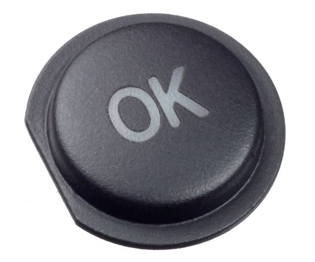 Eine schwarze Taste mit der Aufschrift 'OK' in weiß.