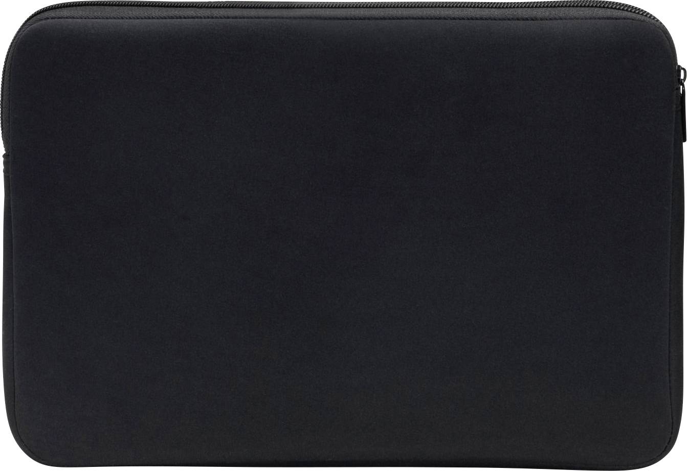 Eine schwarze Laptoptasche mit Reißverschluss, geeignet für den Schutz von elektronischen Geräten, ohne Aufdruck oder Muster.
