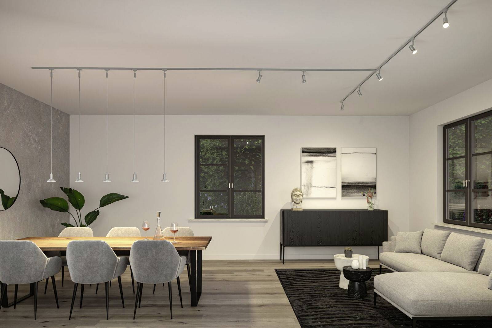 Paulmann Runa Hochvolt-Schienensystem-Leuchte, Pendelleuchte URail GU10 Chrom (matt)