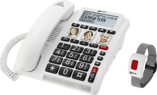 Geemarc CL610 Schnurgebundenes Seniorentelefon Foto-Tasten, Freisprechen, für Hörgeräte kompatibel