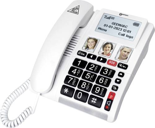 Geemarc CL9000 Schnurloses Seniorentelefon Foto-Tasten, Freisprechen, für Hörgeräte kompatibel, in