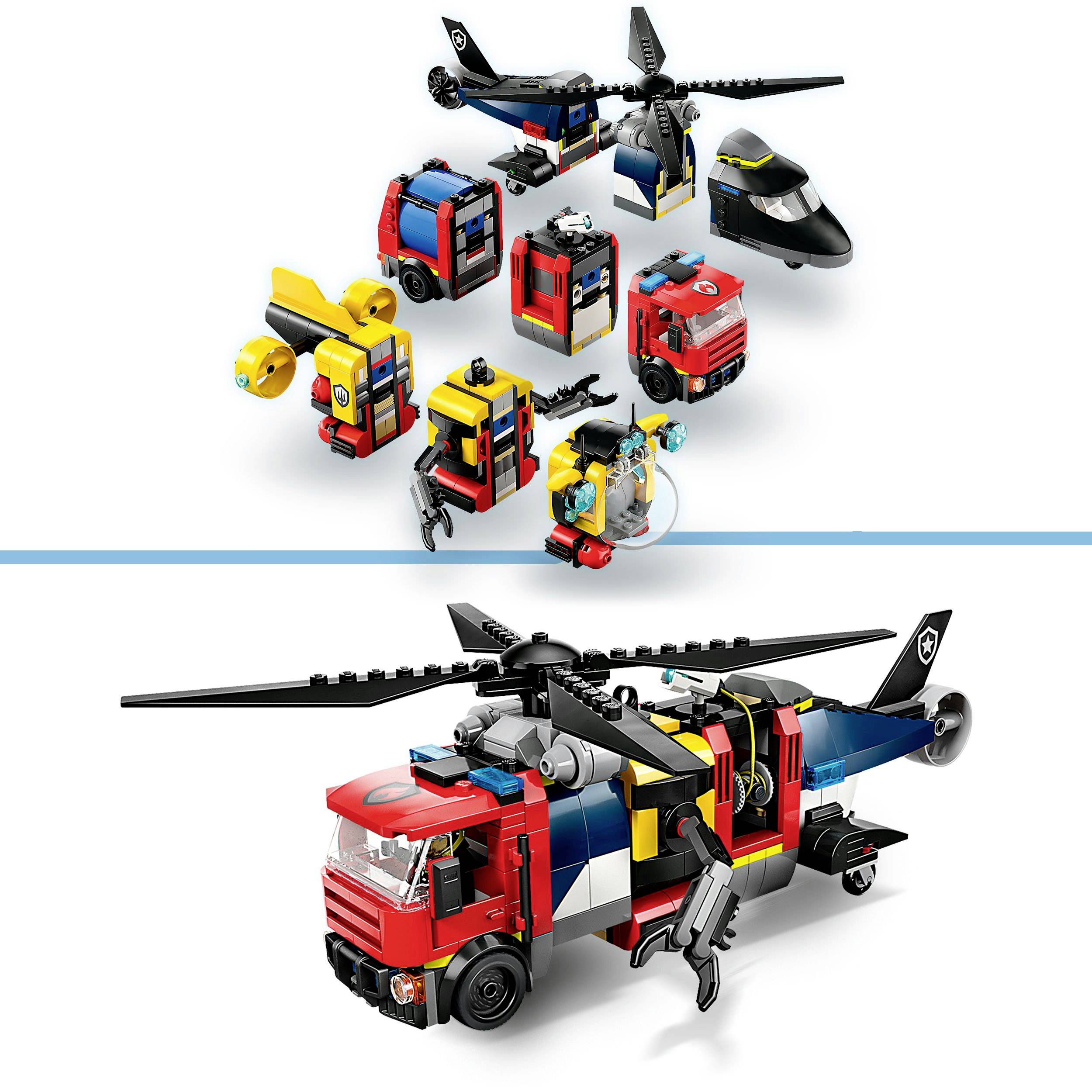 60462 LEGO® CITY Kombinationsset mit Hubschrauber, Löschauto und U-Boot