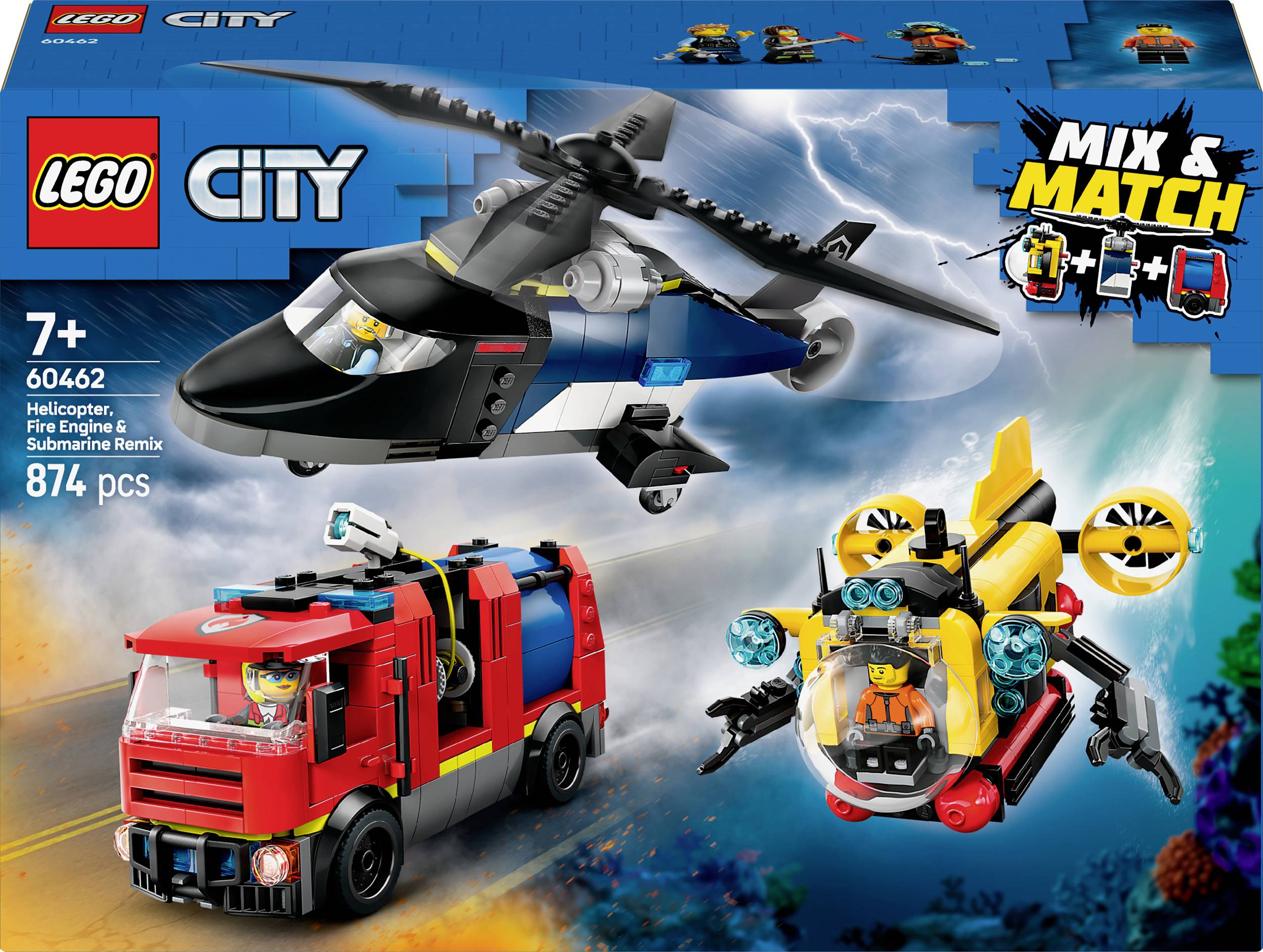 60462 LEGO® CITY Kombinationsset mit Hubschrauber, Löschauto und U-Boot
