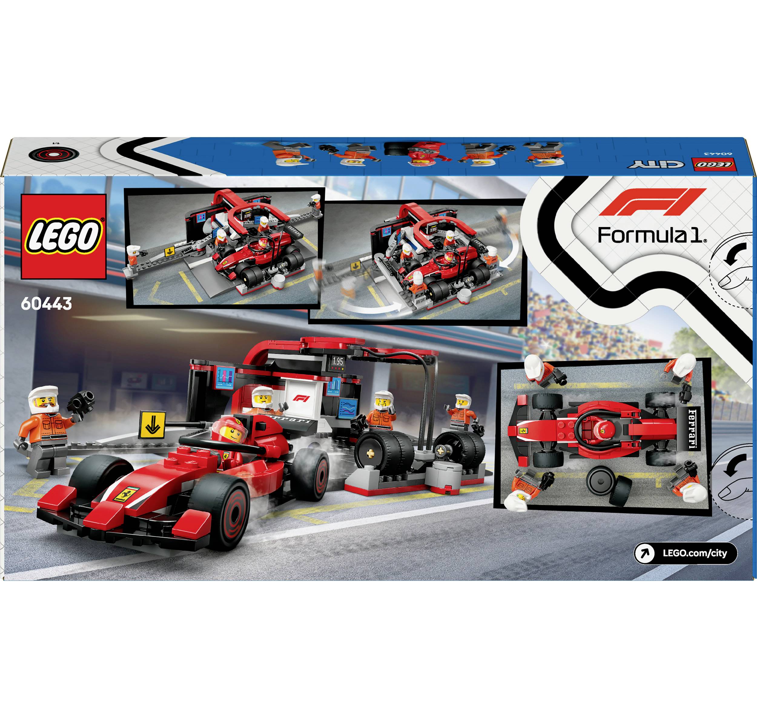 60443 LEGO® CITY F1® Boxenstopp mit Boxencrew und Ferrari Flitzer