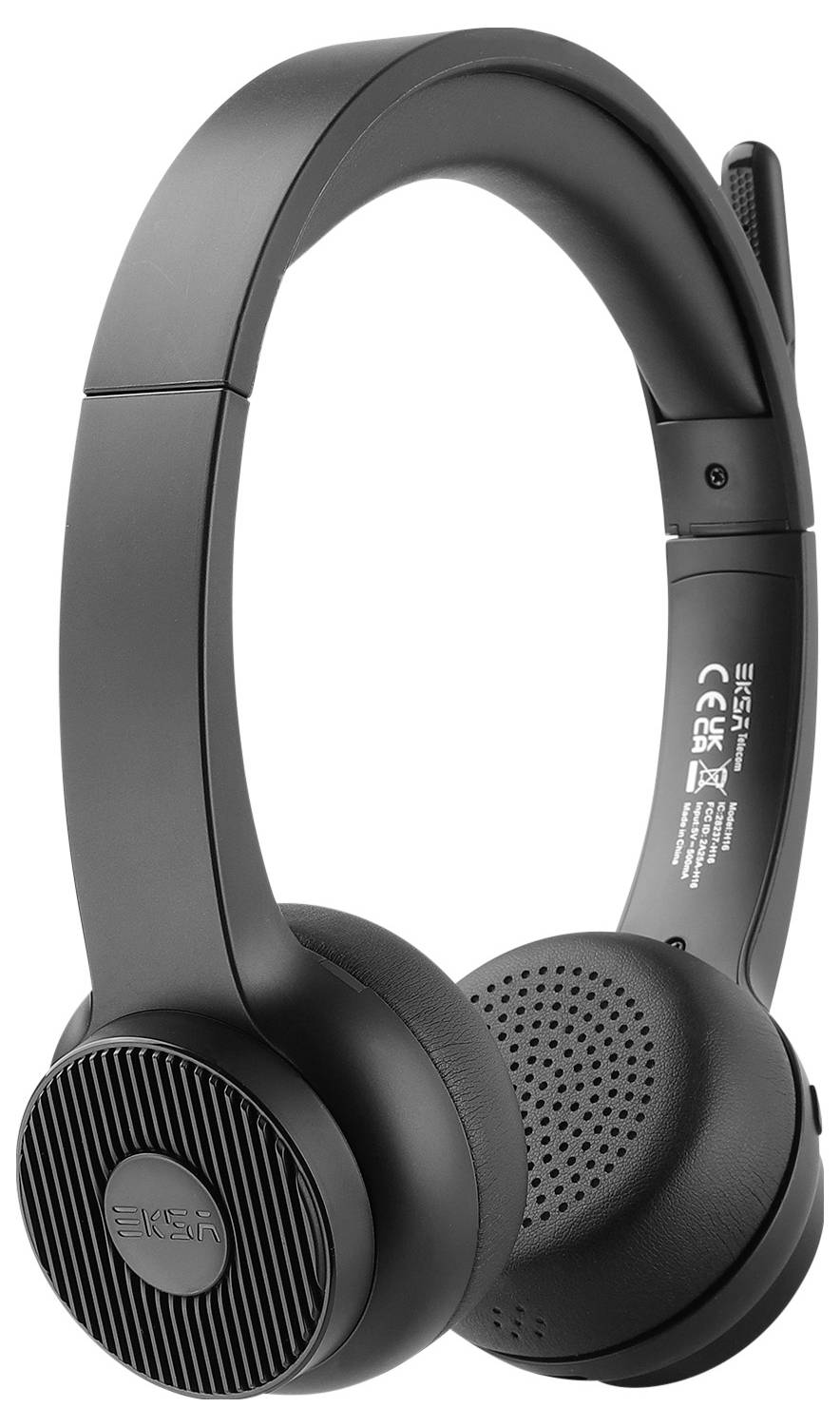 EKSA H16 On Ear Headset Bluetooth® Schwarz Noise Cancelling, Mikrofon-Rauschunterdrückung Headset, Lautstärkeregelung