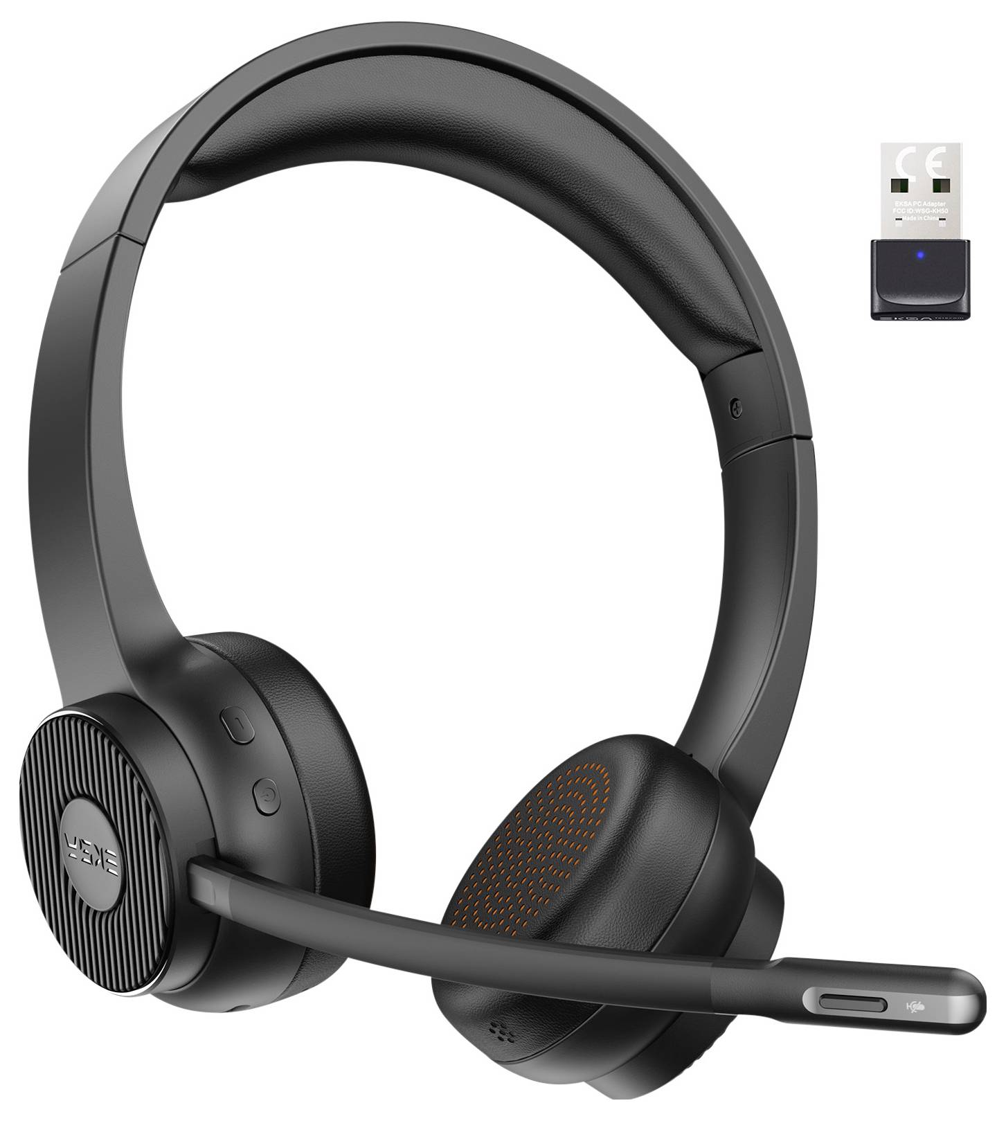 EKSA H16 On Ear Headset Bluetooth® Schwarz Noise Cancelling, Mikrofon-Rauschunterdrückung Headset, Lautstärkeregelung