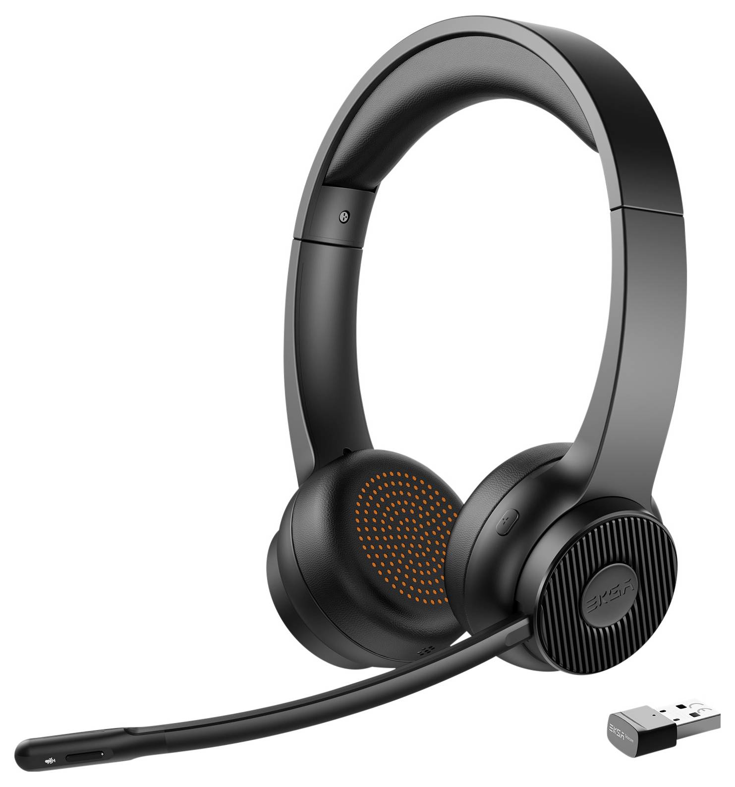 EKSA H16 On Ear Headset Bluetooth® Schwarz Noise Cancelling, Mikrofon-Rauschunterdrückung Headset, Lautstärkeregelung