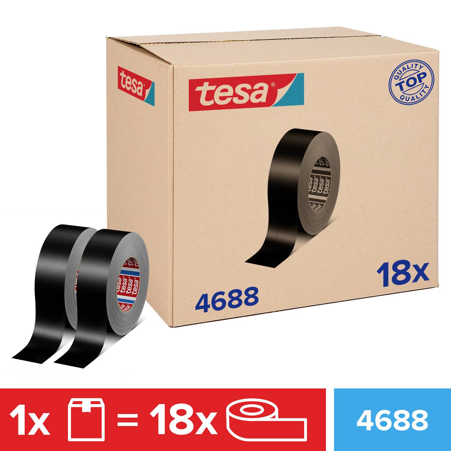 Tesa tesaband 4688 Standard 04688-00000-00 Gewebeklebeband Schwarz (L x B) 50m x 50mm 18St.