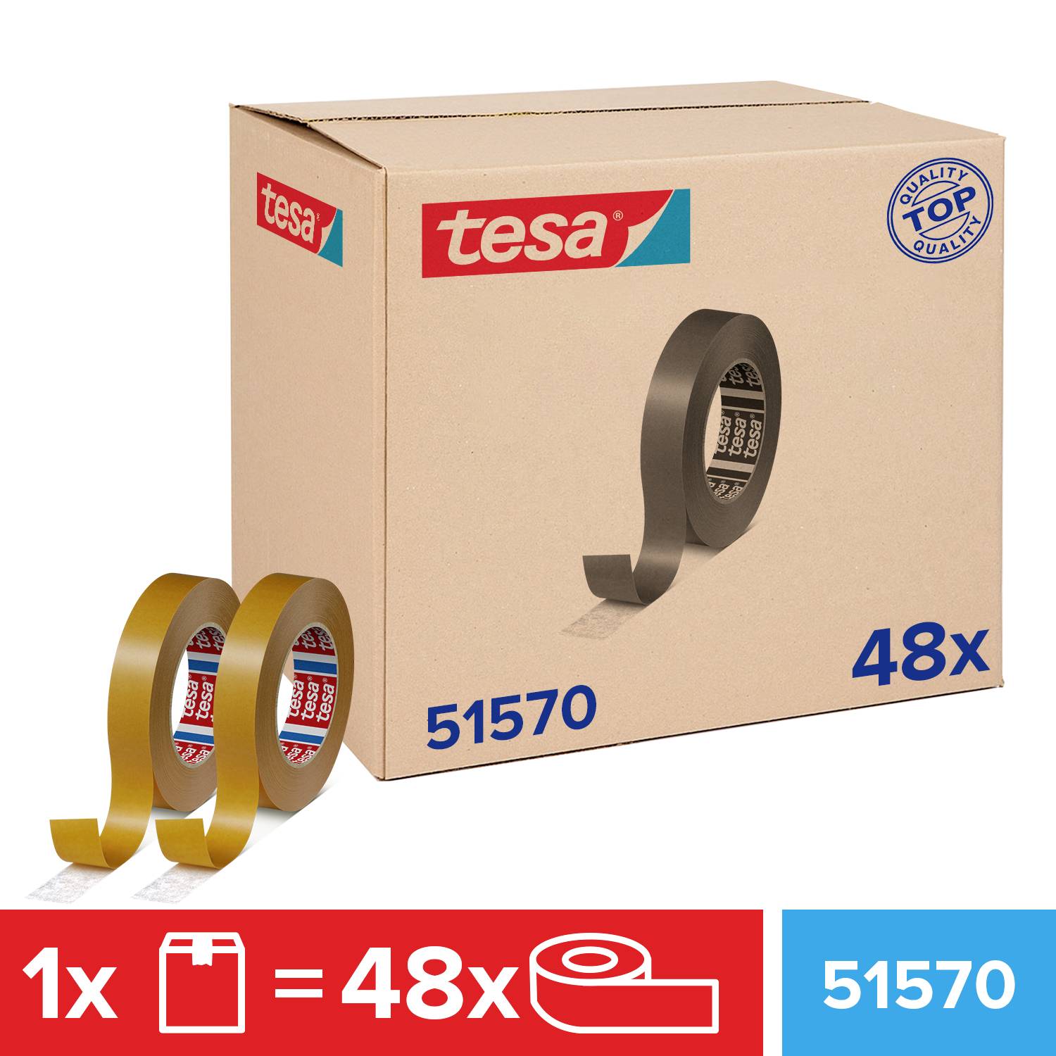 Tesa tesafix 51570 51570-00002-00 Doppelseitiges Klebeband tesafix® 51570 Natur (L x B) 50m x 25mm 48St.