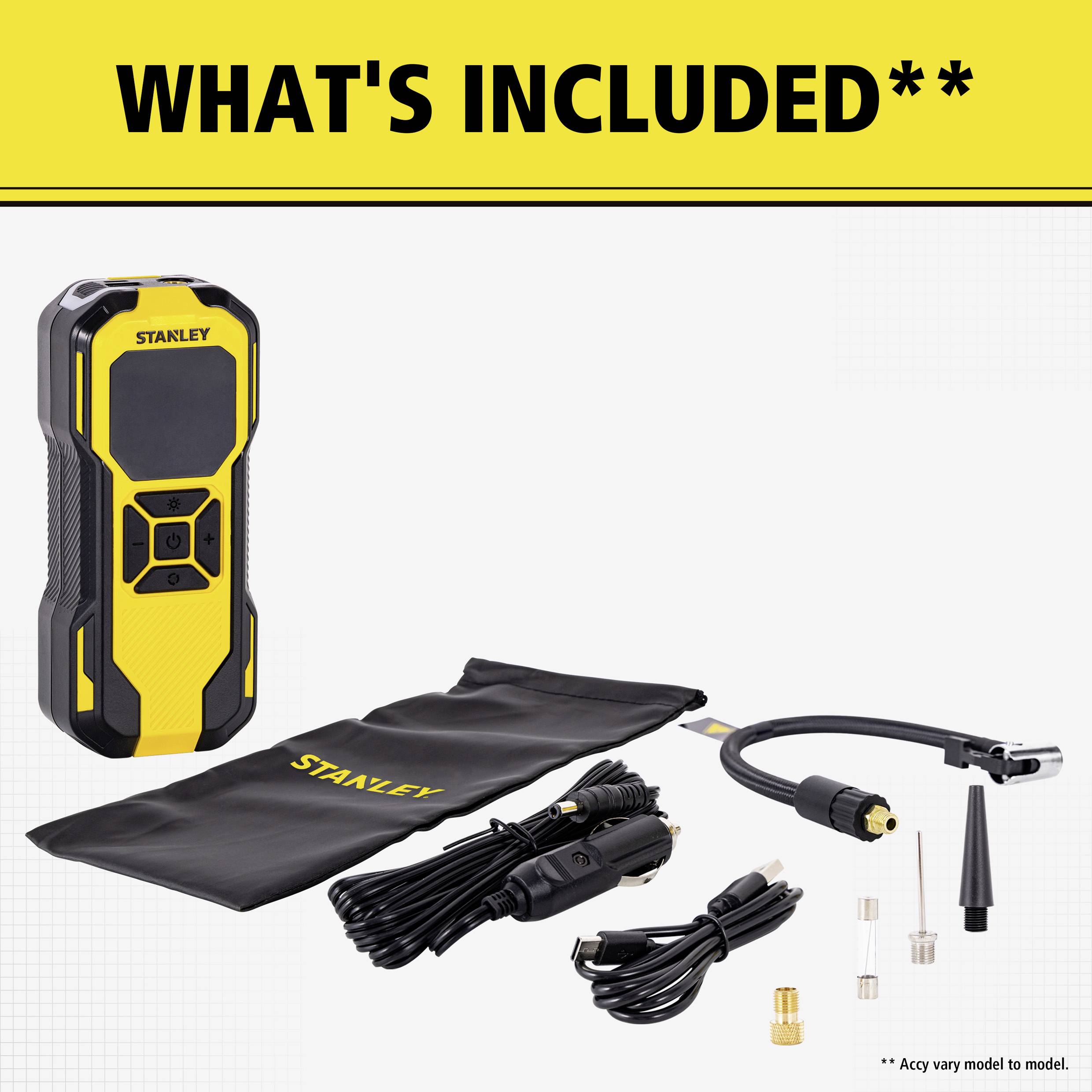 STANLEY SXIF0101 Akku-Kompressor 10 bar Automatische Abschaltung, Digitales Display, Inkl. 1 Akku, mit Powerbank-Funktion