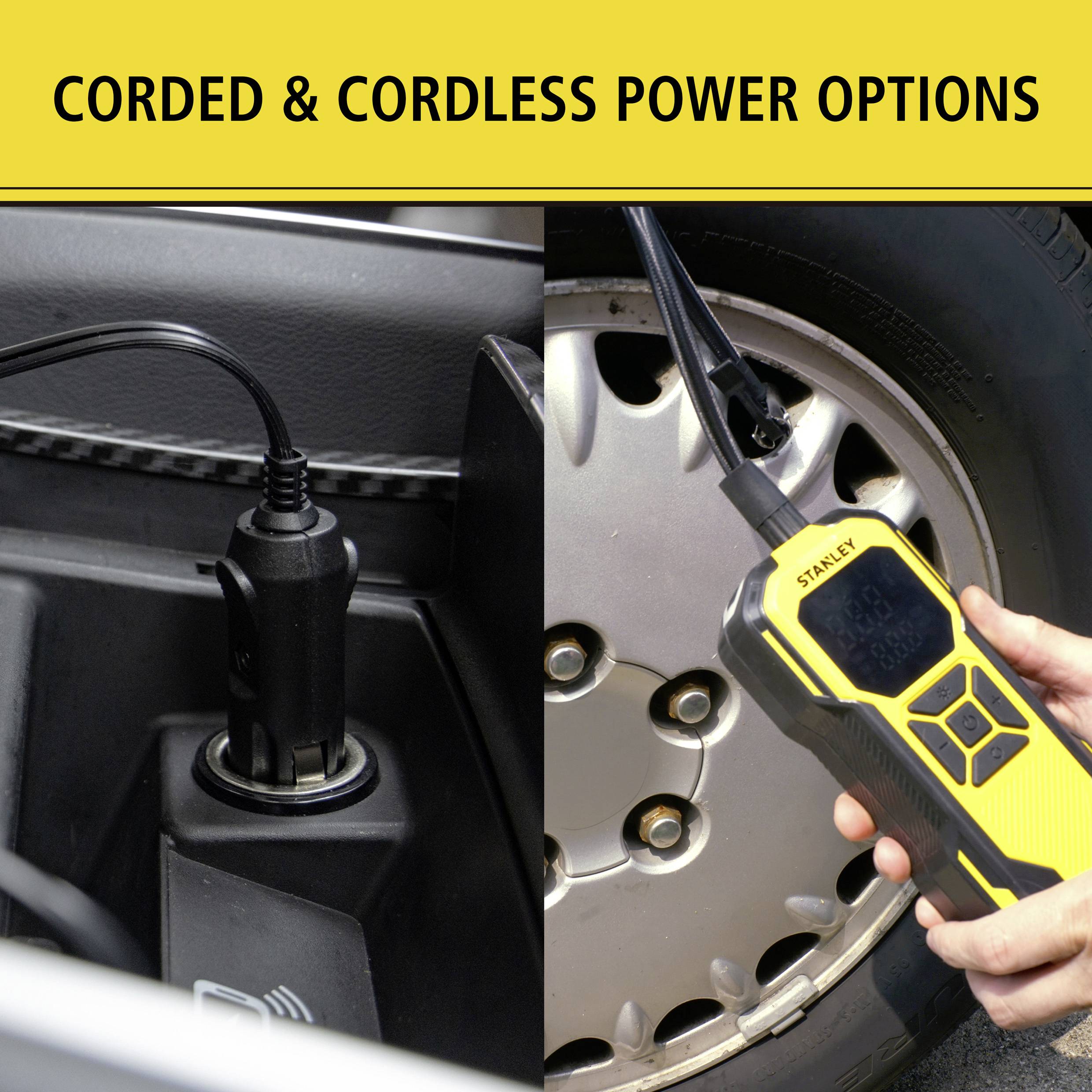 STANLEY SXIF0101 Akku-Kompressor 10 bar Automatische Abschaltung, Digitales Display, Inkl. 1 Akku, mit Powerbank-Funktion