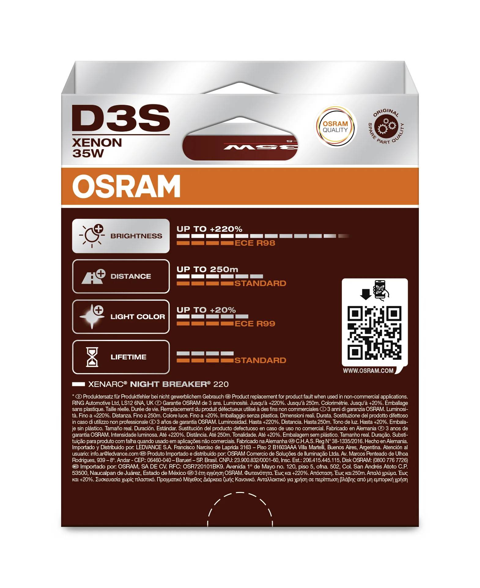 Osram Automotive 66340XN2-2HB Xenon Leuchtmittel XENARC NIGHT BREAKER® 220 D3S 35W 42V