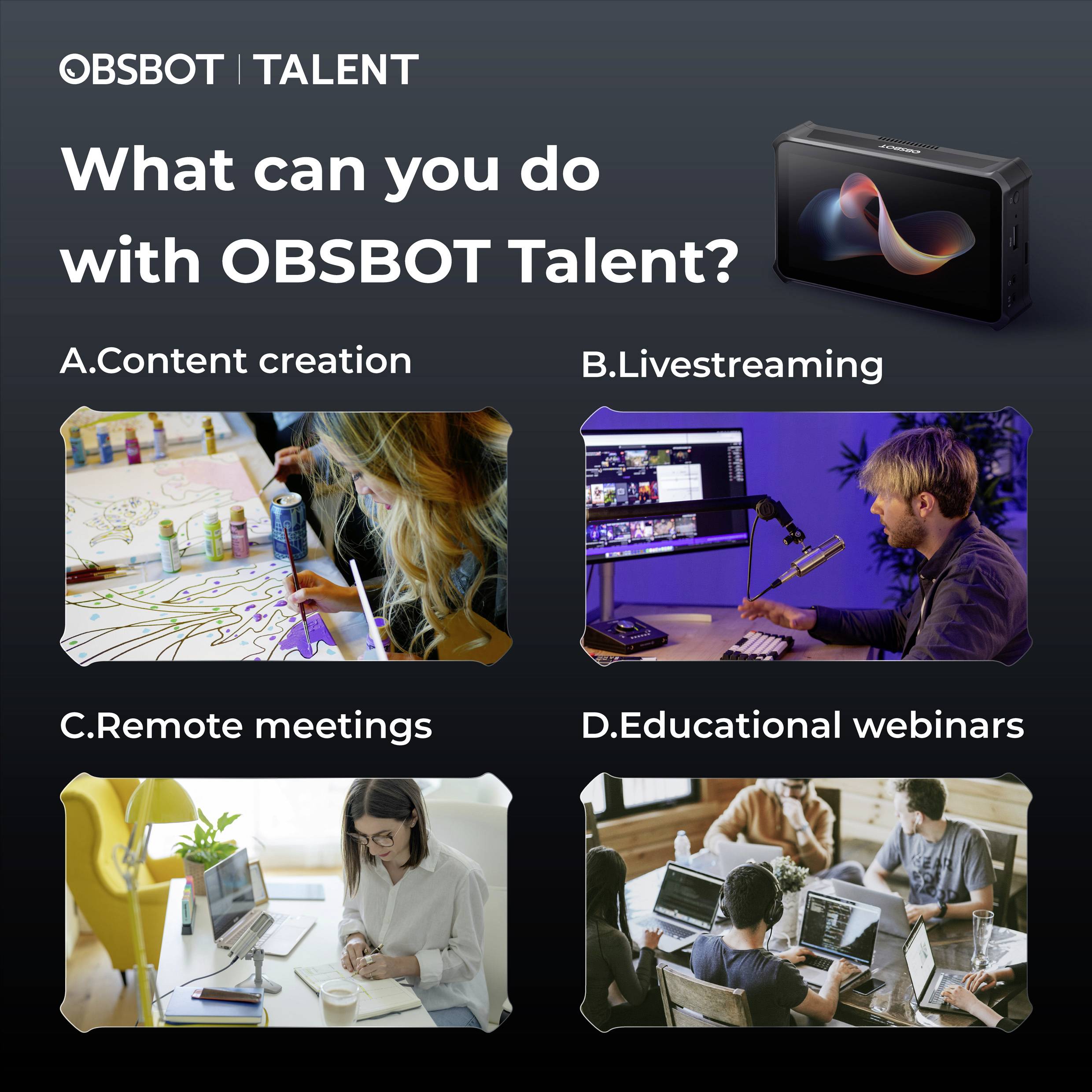 Obsbot OPB-2402-C Talent Modulares 4K-Videokonferenzsystem