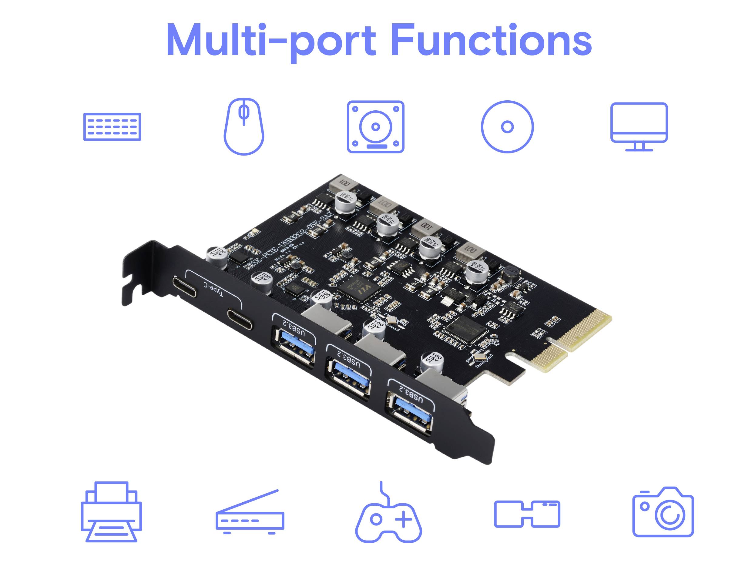 Renkforce RF-6613196 3+2 Port USB 3.2 Gen 2 Controllerkarte USB-C® (USB 3.2 Gen 2)