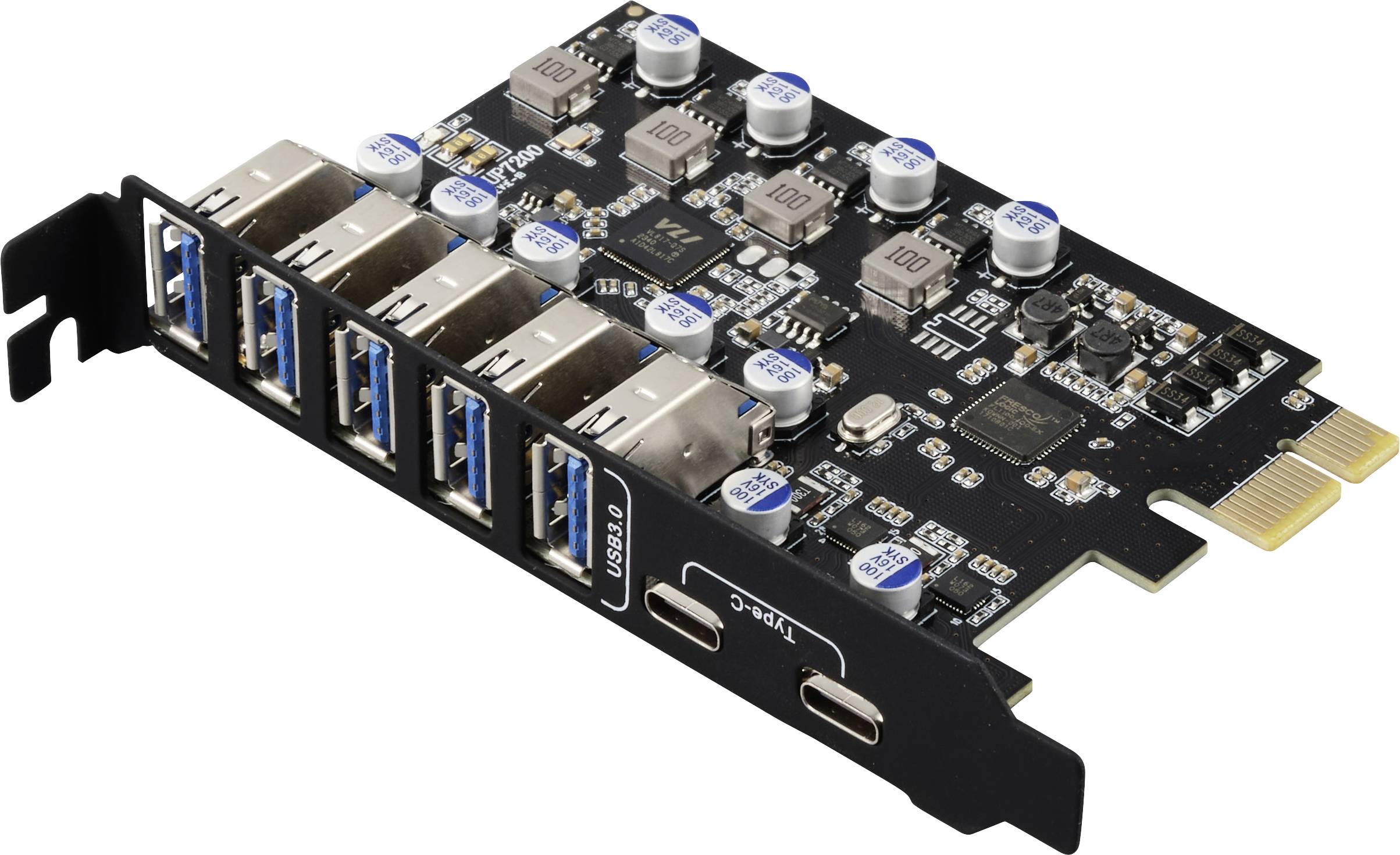 Renkforce RF-6613198 5+2 Port USB 3.2 Gen 1 Controllerkarte USB-A (USB 3.0), USB-C® (USB 3.2 Gen 1) PCIe x1