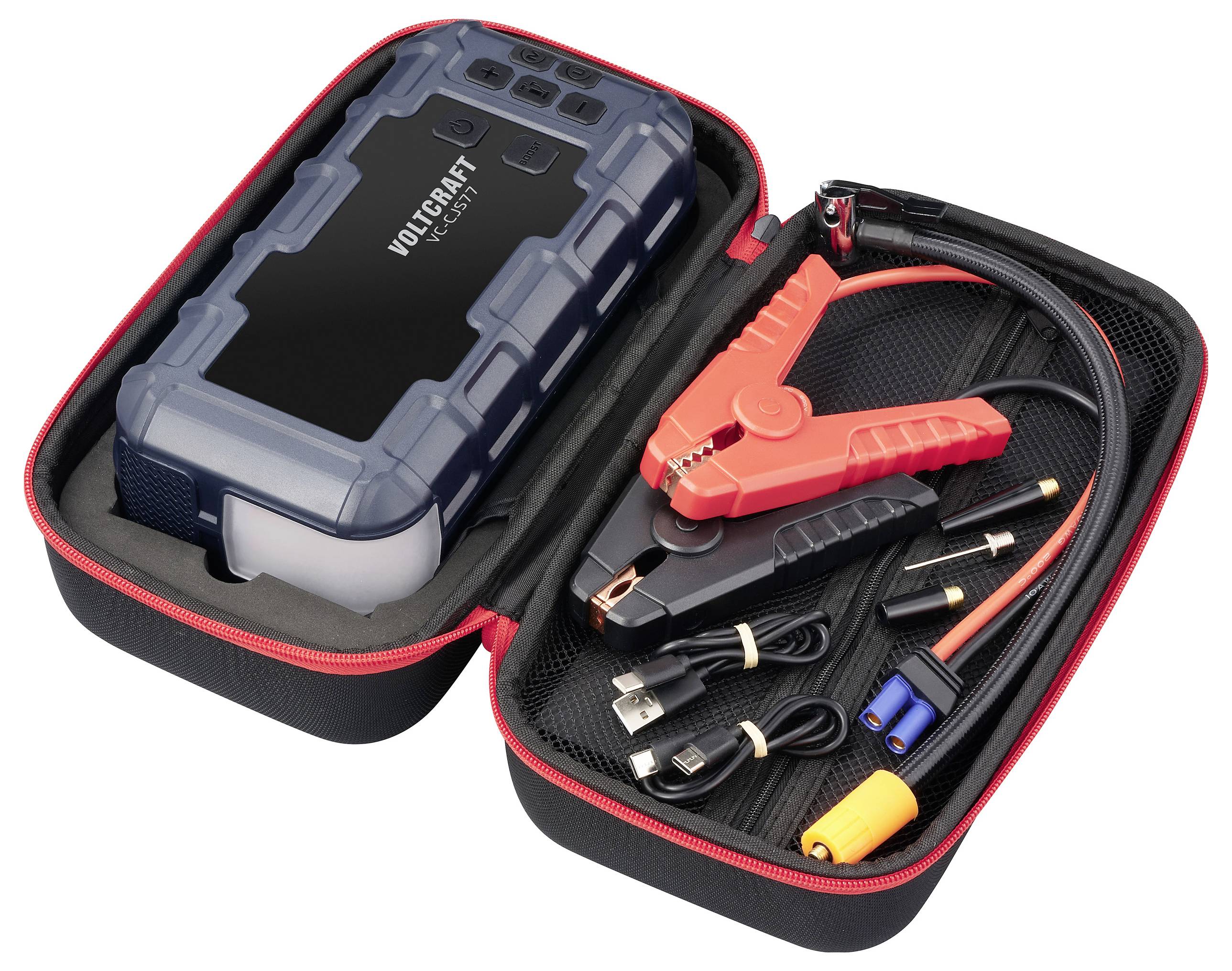 VOLTCRAFT Schnellstartsystem VC-CJS77 VC-16533725 Starthilfestrom (12 V)=600A USB-Steckdose 2x, Lade- und Aufbewahrungsstation