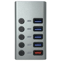 Maxtrack CH10L 5 Port USB 3.0-Hub einzeln schaltbar Silber-Grau Maxtrack CH10L 5 Port USB 3.0-Hub einzeln schaltbar Silber-Grau