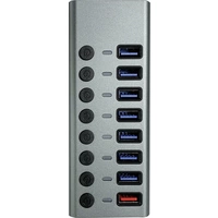Maxtrack CH11L 8 Port USB 3.0-Hub einzeln schaltbar Silber-Grau Maxtrack CH11L 8 Port USB 3.0-Hub einzeln schaltbar Silber-Grau